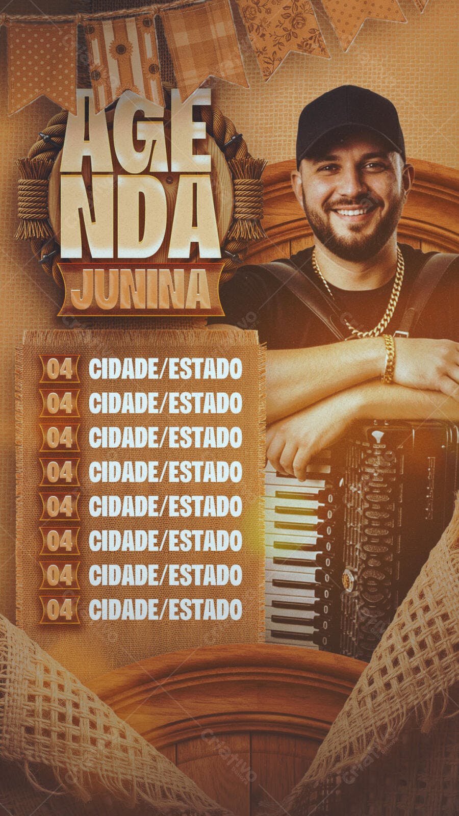 Story Instagram Agenda Junina Festa Junina PSD Editável