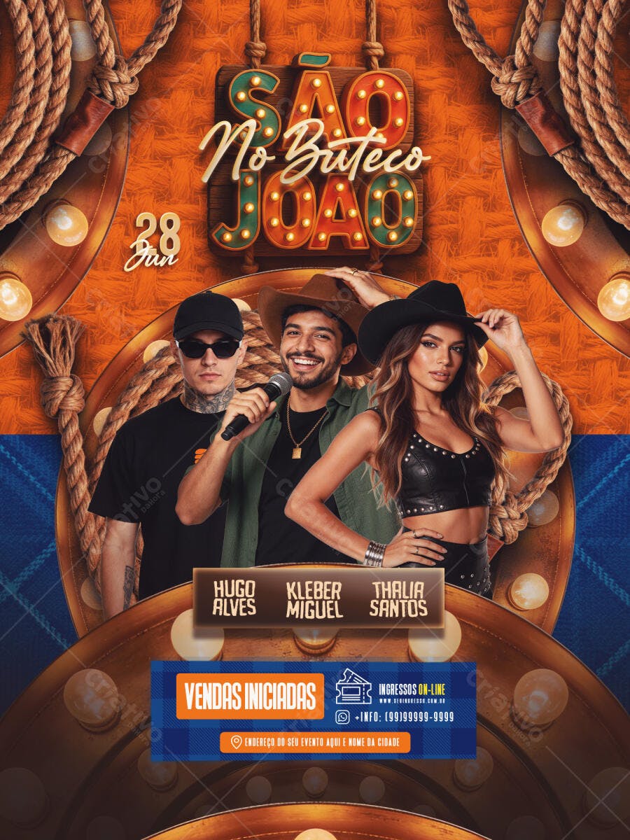 Flyer São João No Buteco Festa Junina PSD Editável