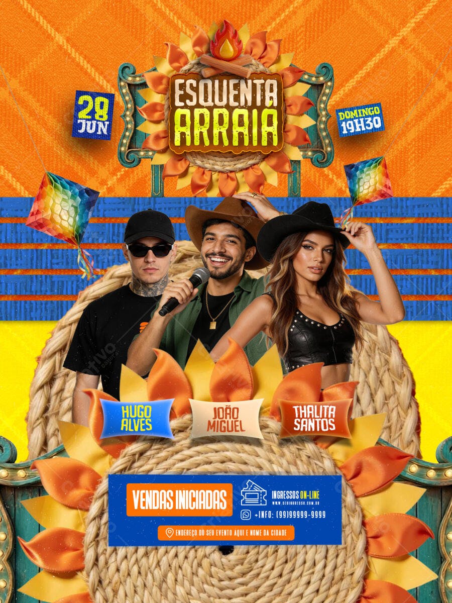 Flyer Festa Junina Esquenta Arraial PSD Editável