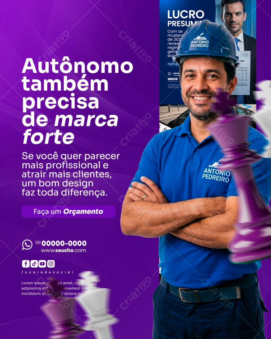 Post Instagram Autônomo Marketing Digital PSD Editável