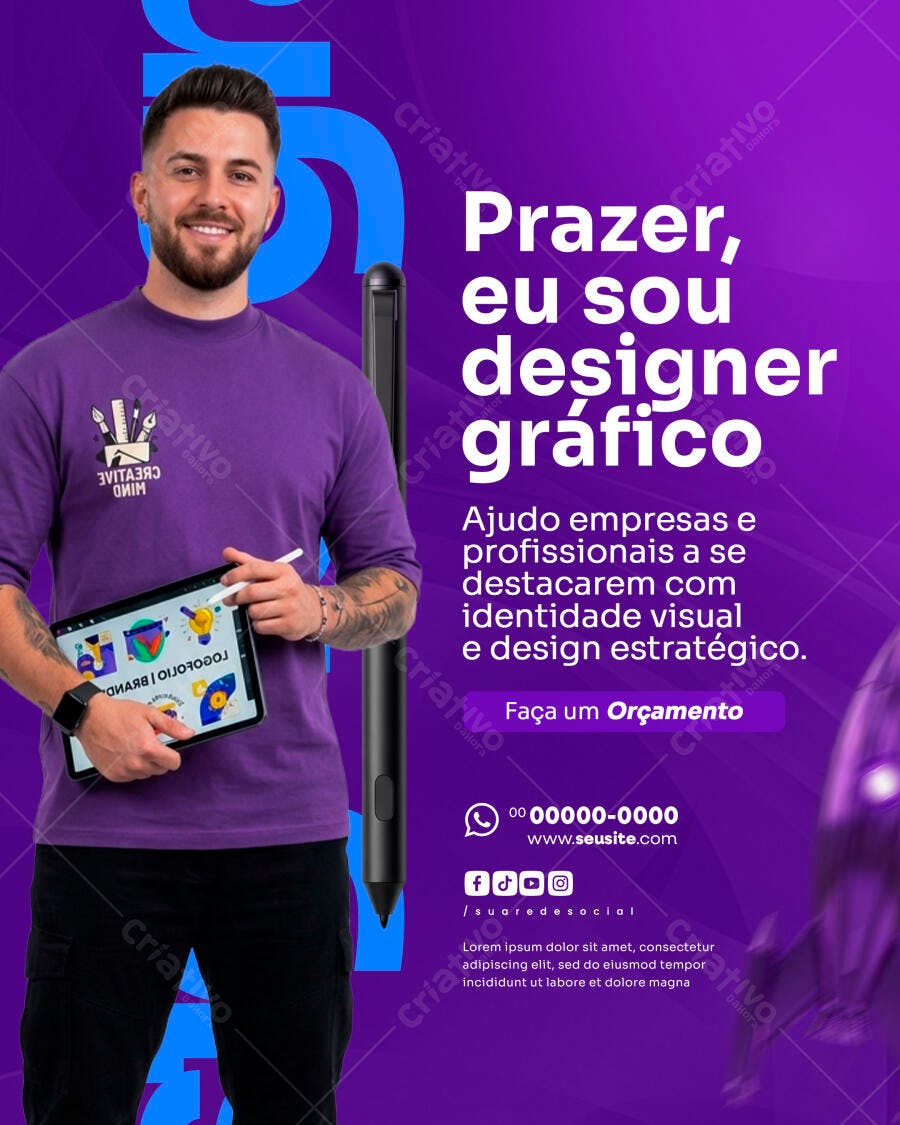 Post Instagram Designer Gráfico Portfólio PSD Editável