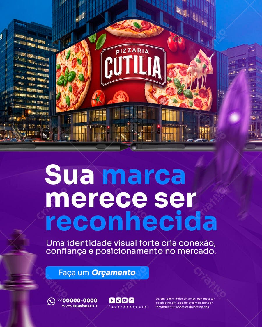 Mockup Outdoor Pizzeria Cutilia Edifício PSD Editável