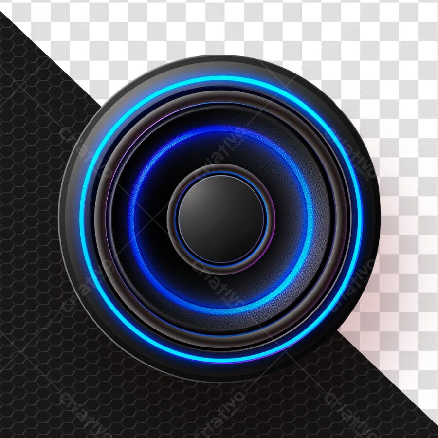 Alto Falante Som Automotivo Neon Azul PSD Editável