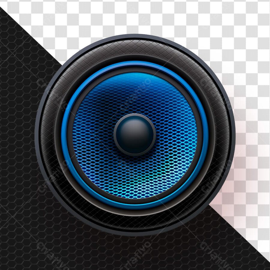 Alto-falante Som Automotivo Azul PSD Editável