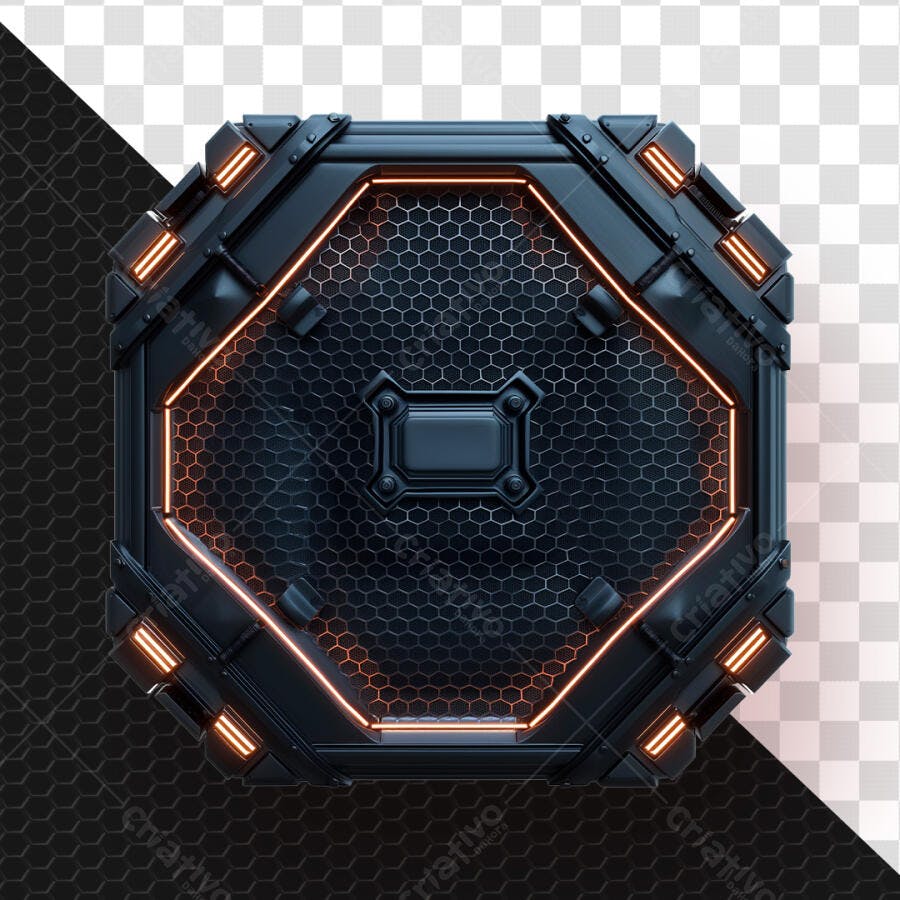 Ícone Tecnologia Hexagonal Cyberpunk PSD Editável