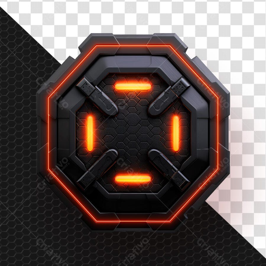 Ícone Hexagonal Tecnologia Gamer Preto Laranja PSD