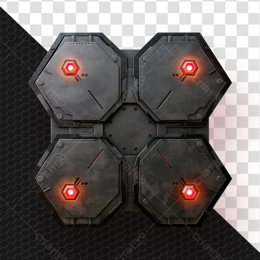 Elemento Hexagonal Tecnologia Sci-Fi Luz Vermelha PSD Editável