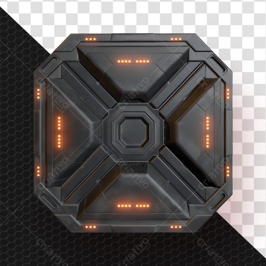 Caixa Tecnológica Futurista Elemento 3D PSD Editável