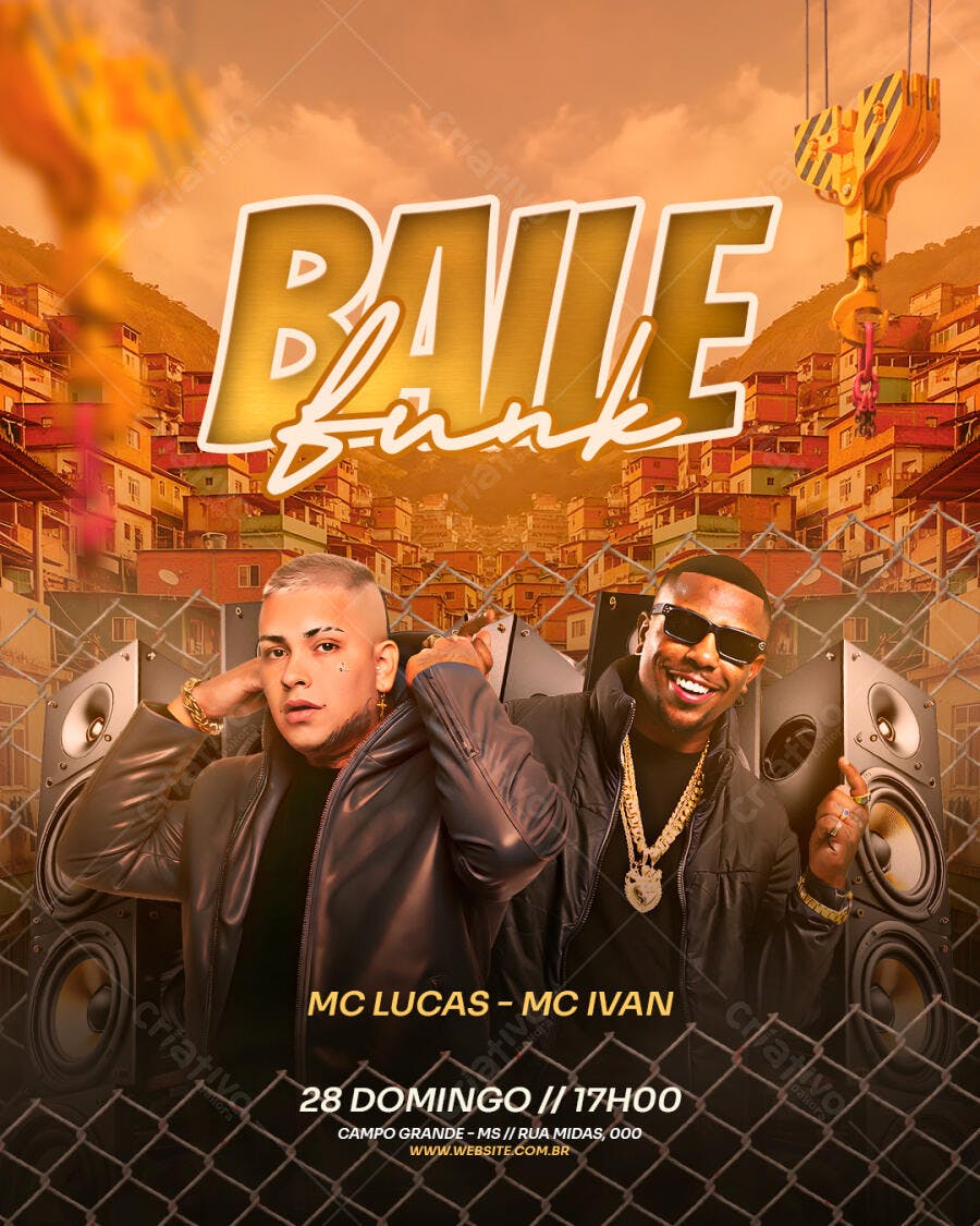 Flyer Baile Funk Evento Musical PSD Editável