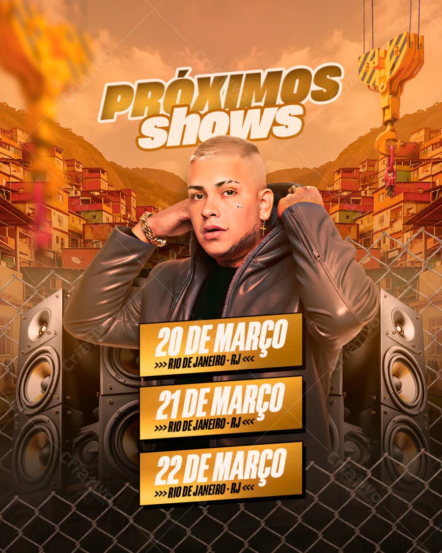 Flyer Próximos Shows Evento Musical Março PSD Editável