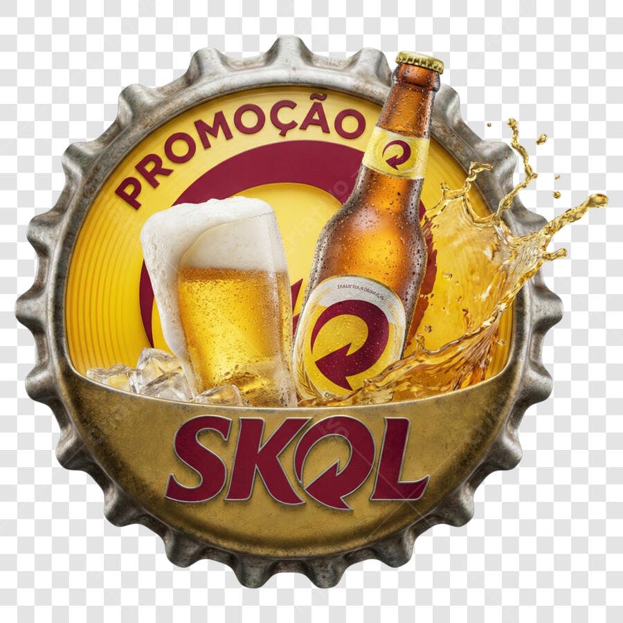 Elemento 3D Tampa Skol Cerveja Promoção PNG Fundo Transparente