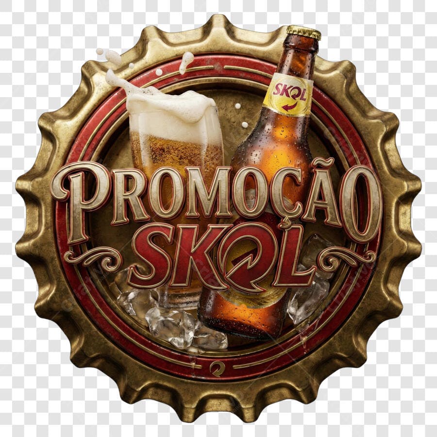 Elemento 3D Promoção Skol Cerveja PNG Fundo Transparente