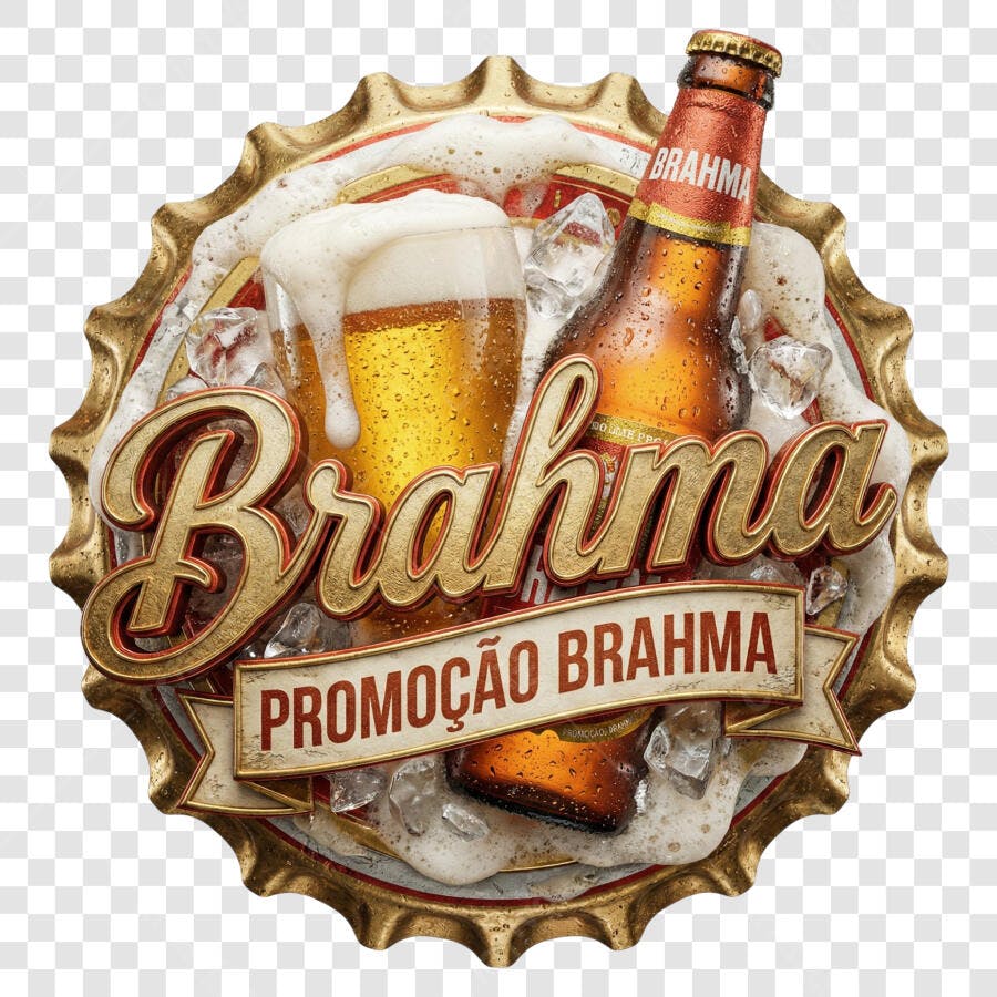 Elemento 3D Brahma Cerveja Garrafa Copo PNG Fundo Transparente