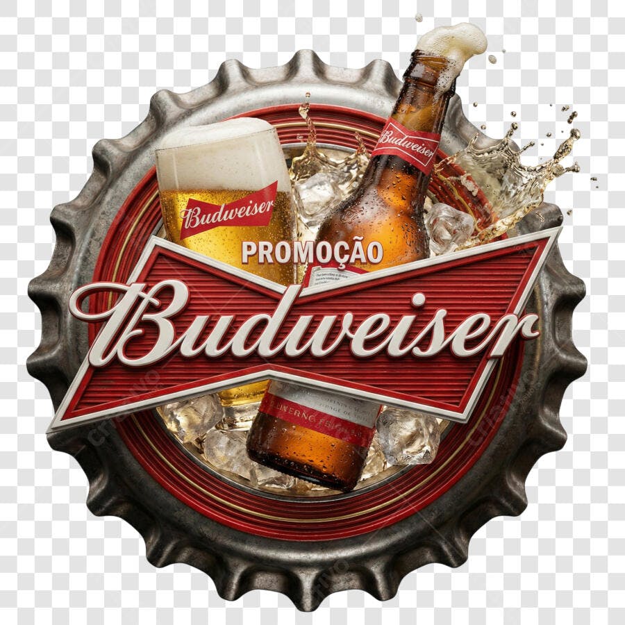 Foto Recortada Budweiser Cerveja Garrafa Copo PNG Fundo Transparente