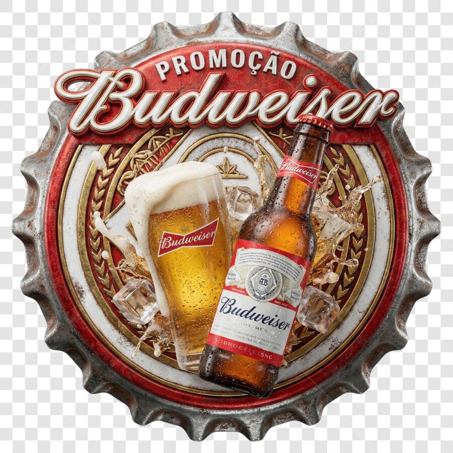 Logo Budweiser Cerveja Garrafa Copo PNG Fundo Transparente