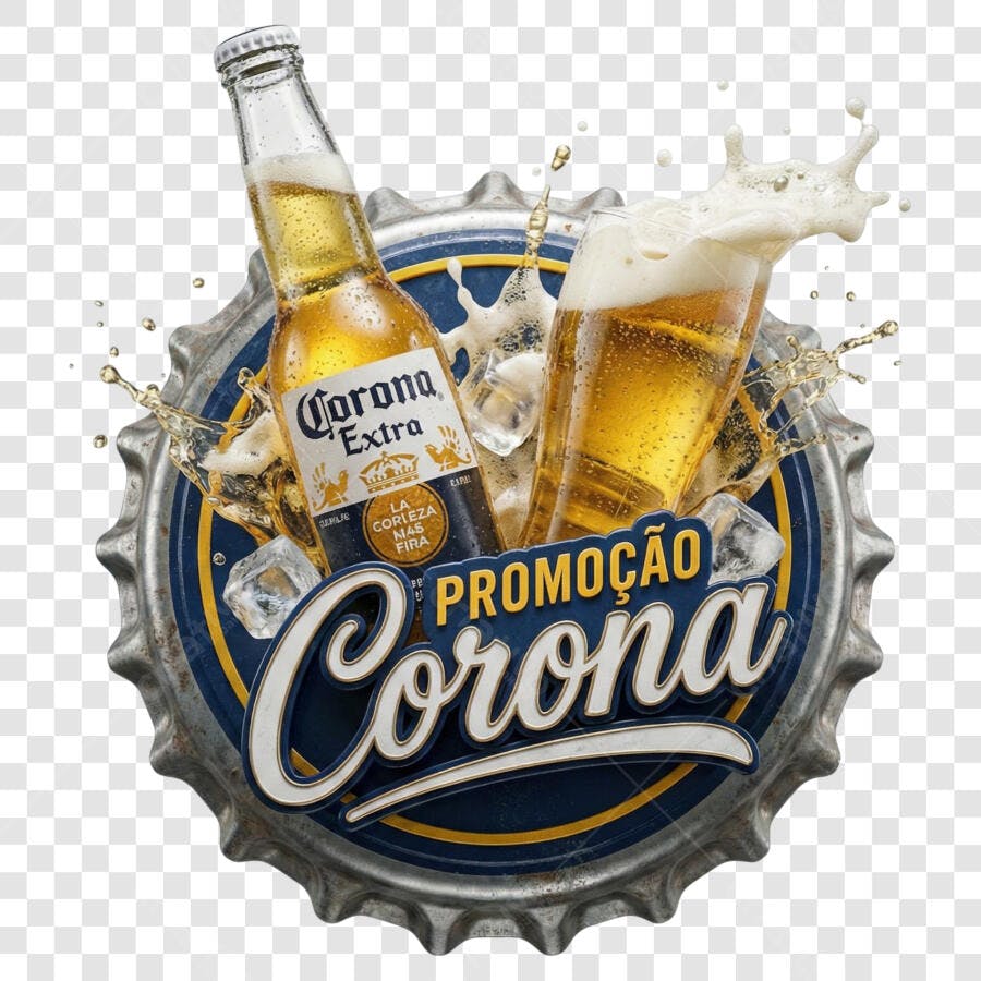 Foto Recortada Cerveja Corona Promoção PNG Fundo Transparente