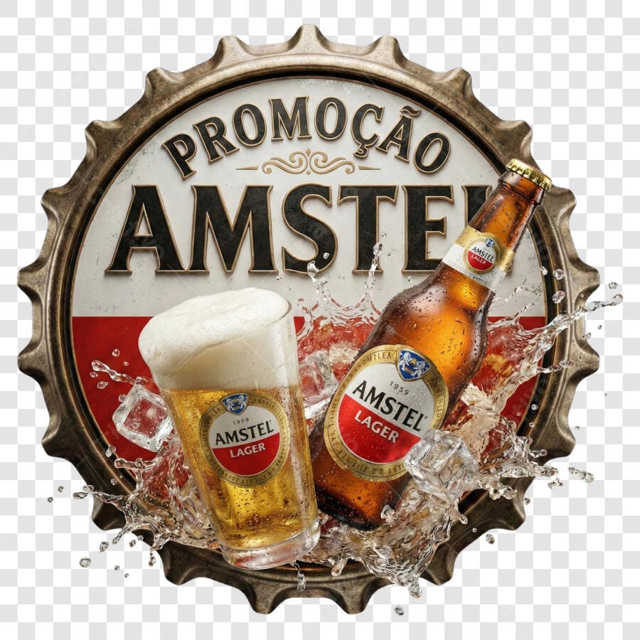 Foto Recortada Cerveja Amstel Garrafa Copo PNG Fundo Transparente