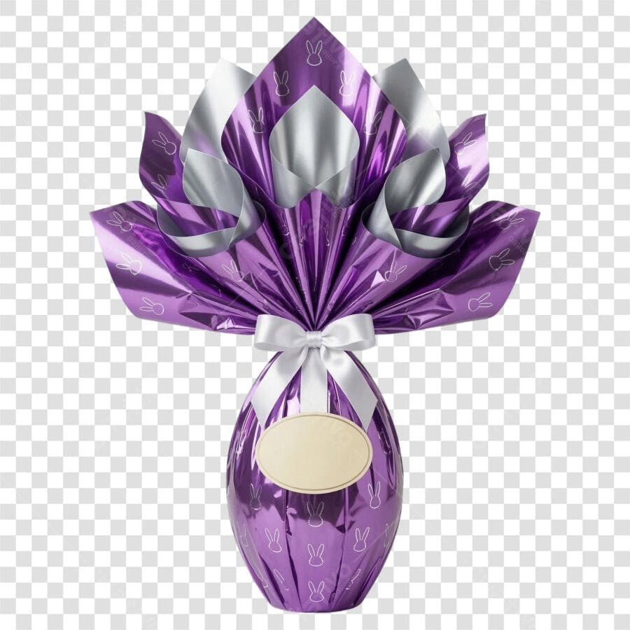 Foto Recortada Ovo de Páscoa Roxo Embalado PNG Fundo Transparente