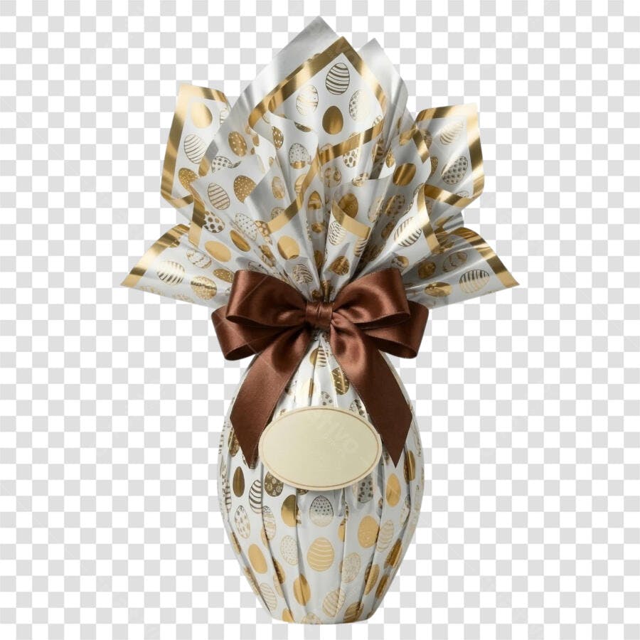 Foto Recortada Ovo de Páscoa Embalado Dourado PNG Fundo Transparente