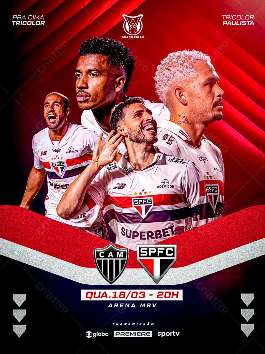 Post Instagram Jogo Futebol São Paulo Atlético-MG PSD Editável