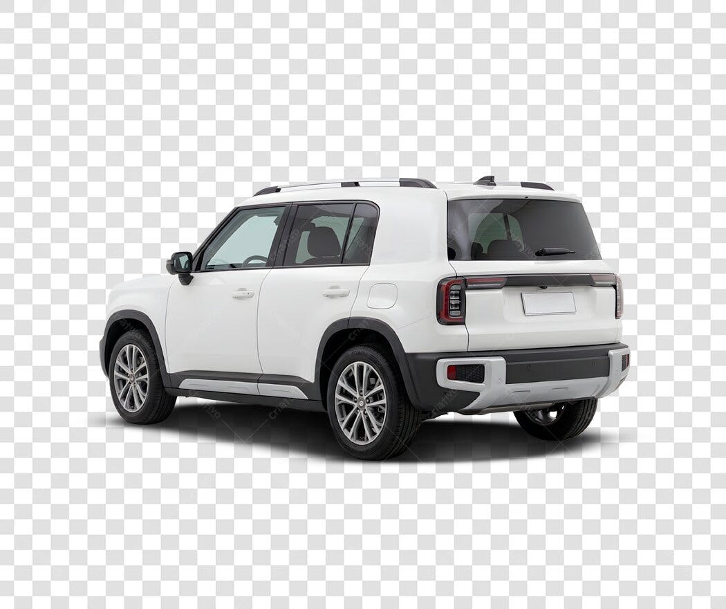 Foto Recortada Carro SUV Branco Traseira PNG Fundo Transparente