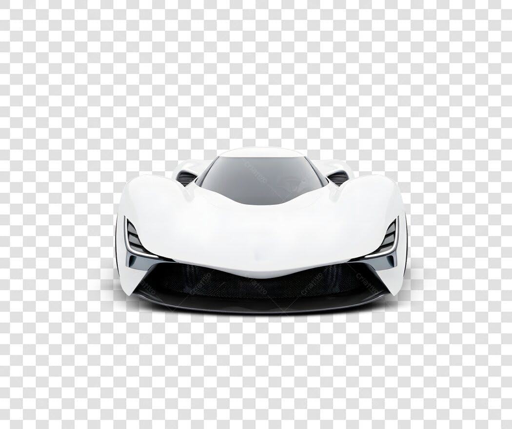 Elemento 3D Carro Esportivo Branco PNG Fundo Transparente