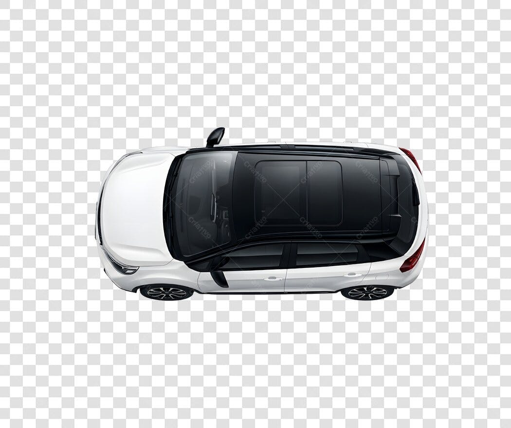 Foto Recortada Carro SUV Branco Teto Preto PNG Fundo Transparente