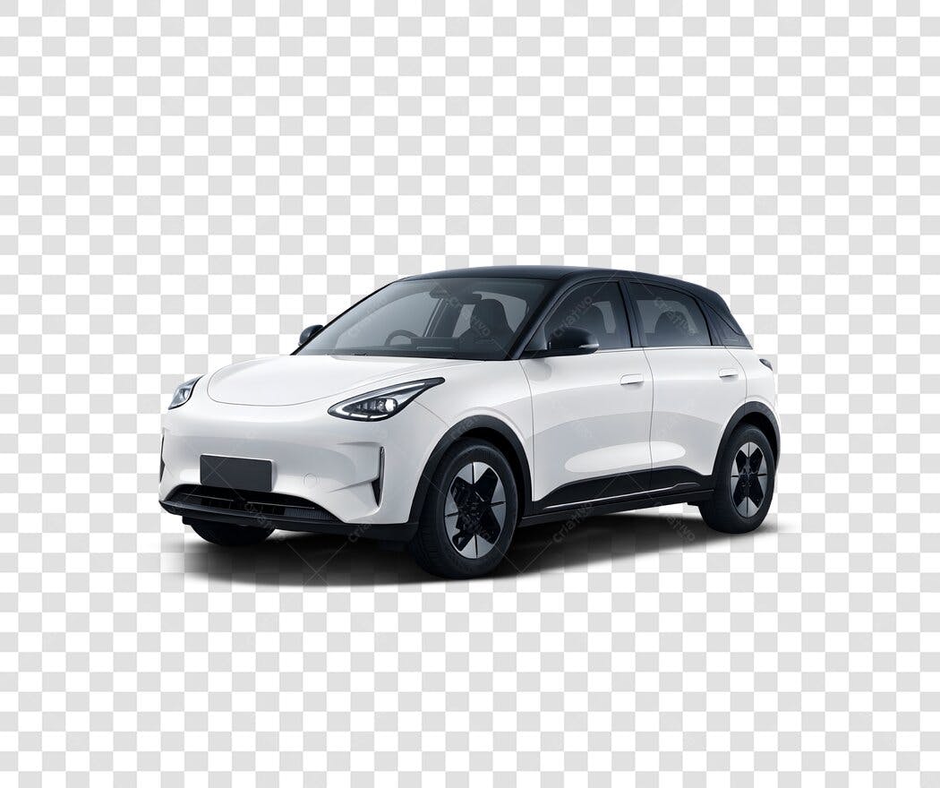 Foto Recortada Carro Elétrico Branco PNG Fundo Transparente