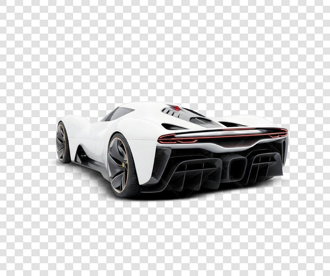 Elemento 3D Carro Esportivo Branco Luxo PNG Fundo Transparente