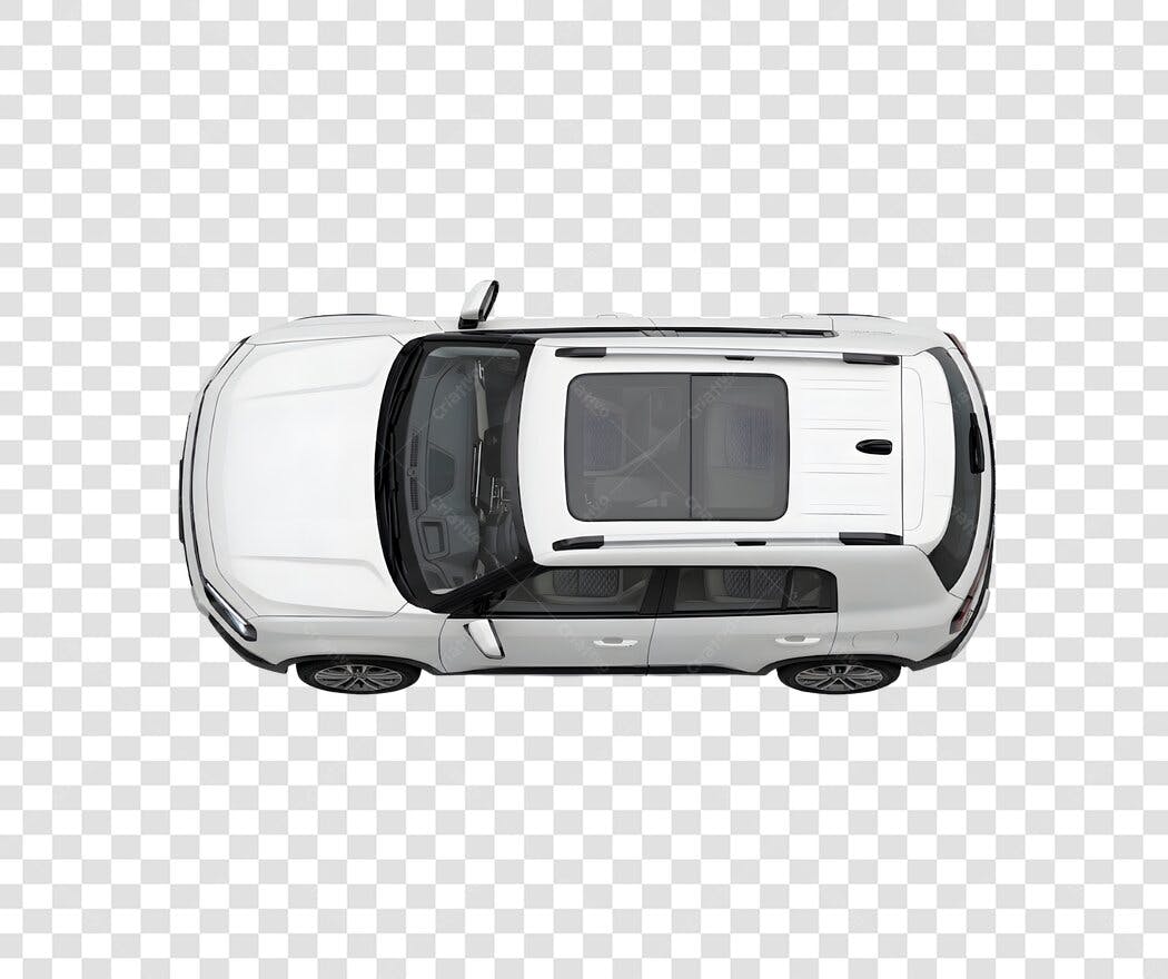 Foto Recortada Carro SUV Branco Vista Superior PNG Fundo Transparente