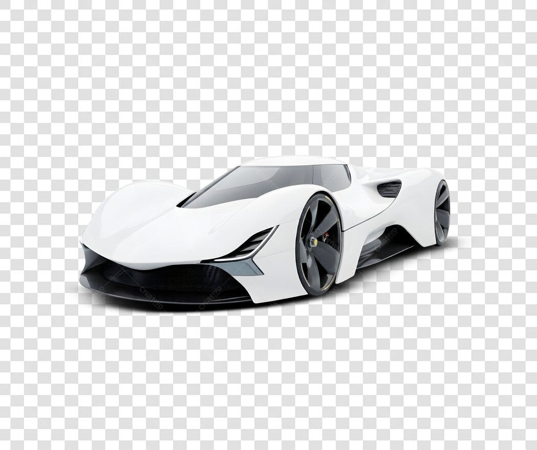 Elemento 3D Carro Esportivo Branco Moderno PNG Fundo Transparente