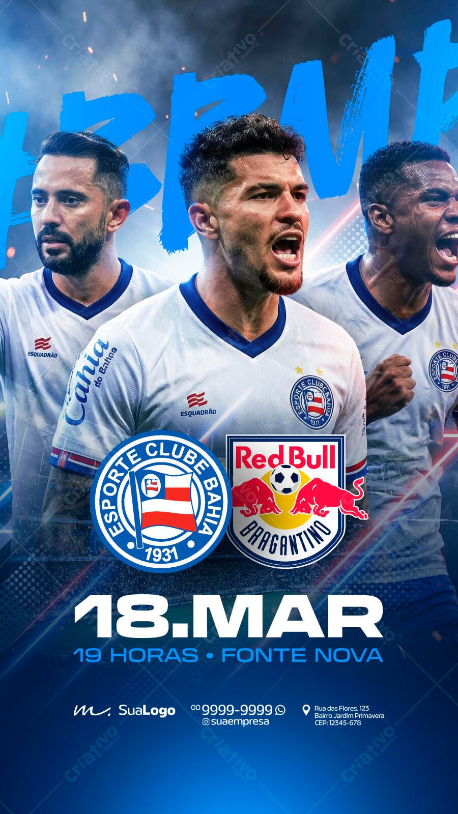 Post Instagram Jogo Futebol Bahia Bragantino PSD Editável