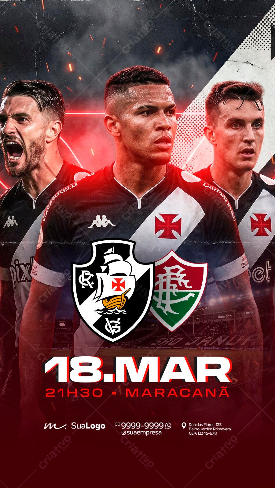 Post Instagram Jogo Futebol Vasco Fluminense PSD Editável