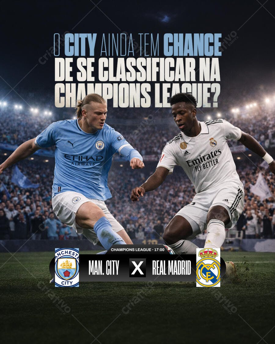 Post Instagram Futebol Champions League PSD Editável