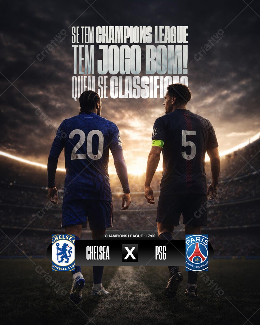 Post Instagram Champions League Futebol PSD Editável