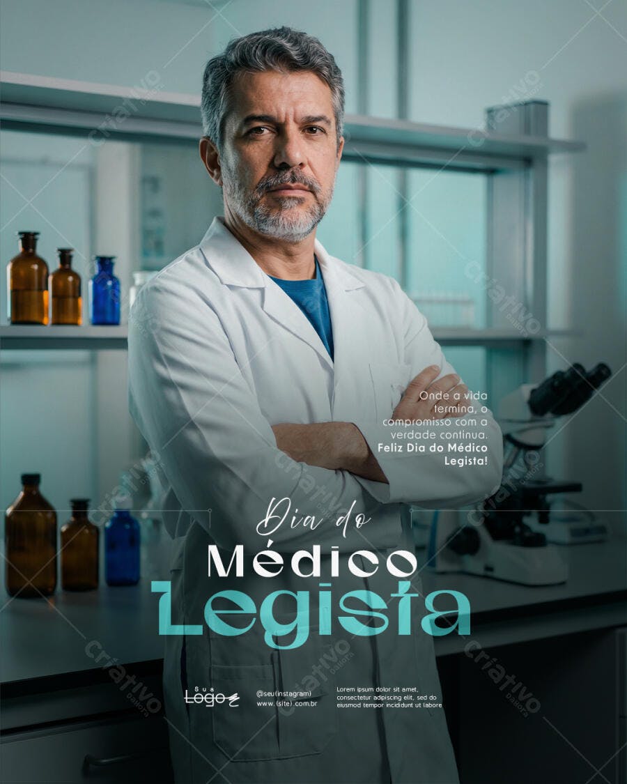 Post Dia do Médico Legista Profissional Saúde PSD Editável