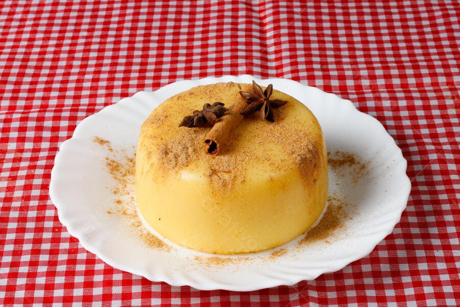 Foto Curau de Milho Doce Festa Junina Fundo Xadrez Vermelho