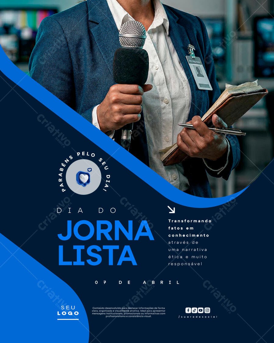 Flyer Dia do Jornalista 9 de Abril PSD Editável