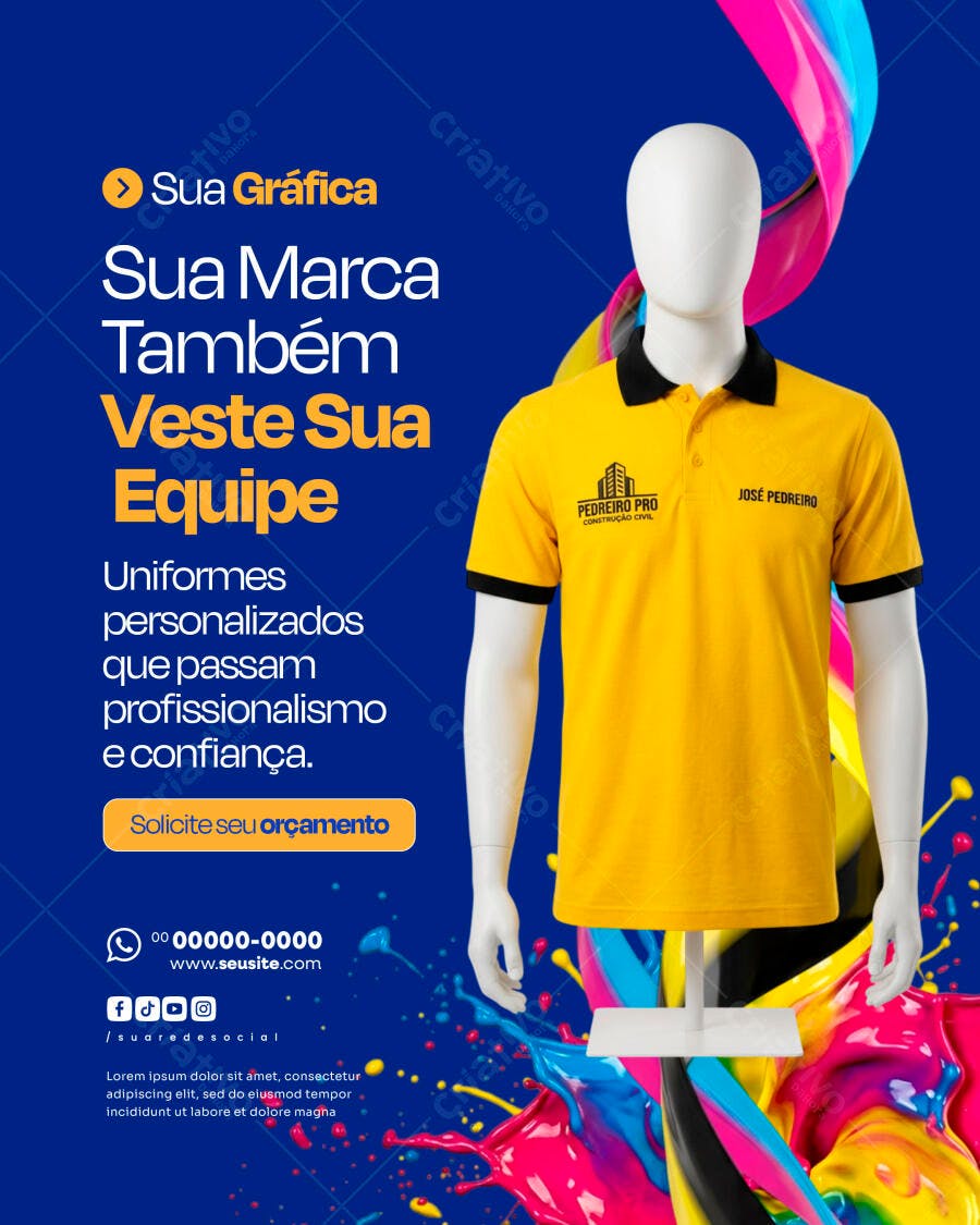 Flyer Gráfica Uniformes Personalizados PSD Editável
