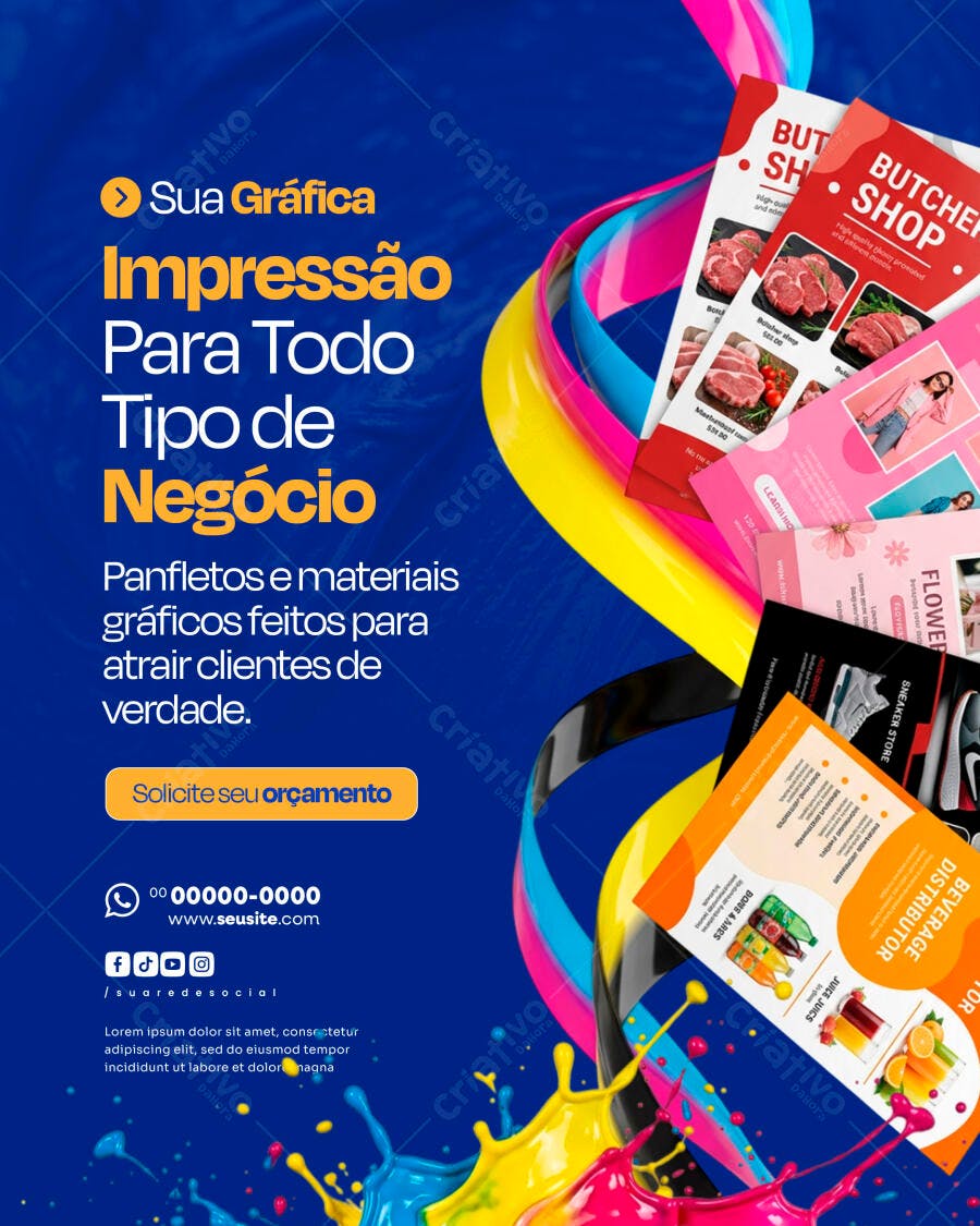 Flyer Gráfica Impressão Negócios CMYK PSD Editável