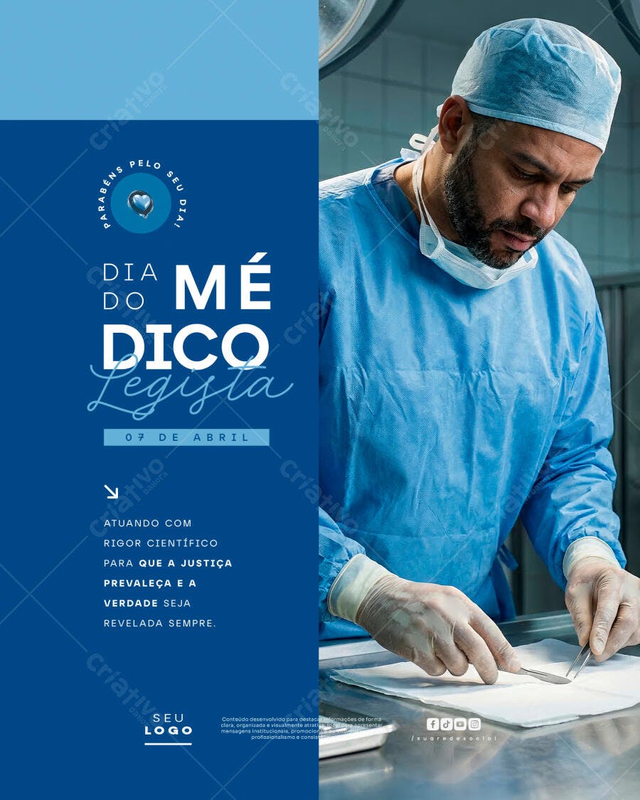 Post Instagram Dia do Médico Legista 07 de Abril PSD Editável