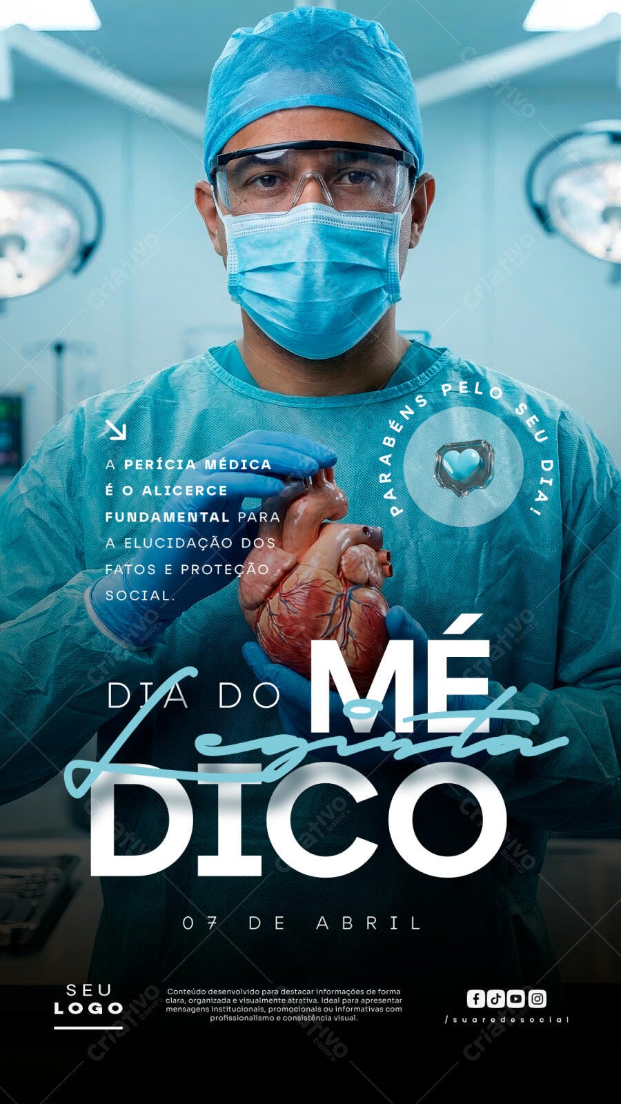 Post Instagram Dia do Médico 7 de Abril PSD Editável