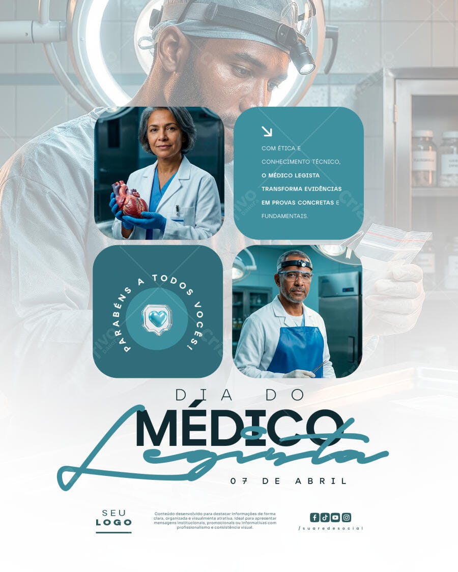 Post Instagram Dia do Médico 07 de Abril PSD Editável