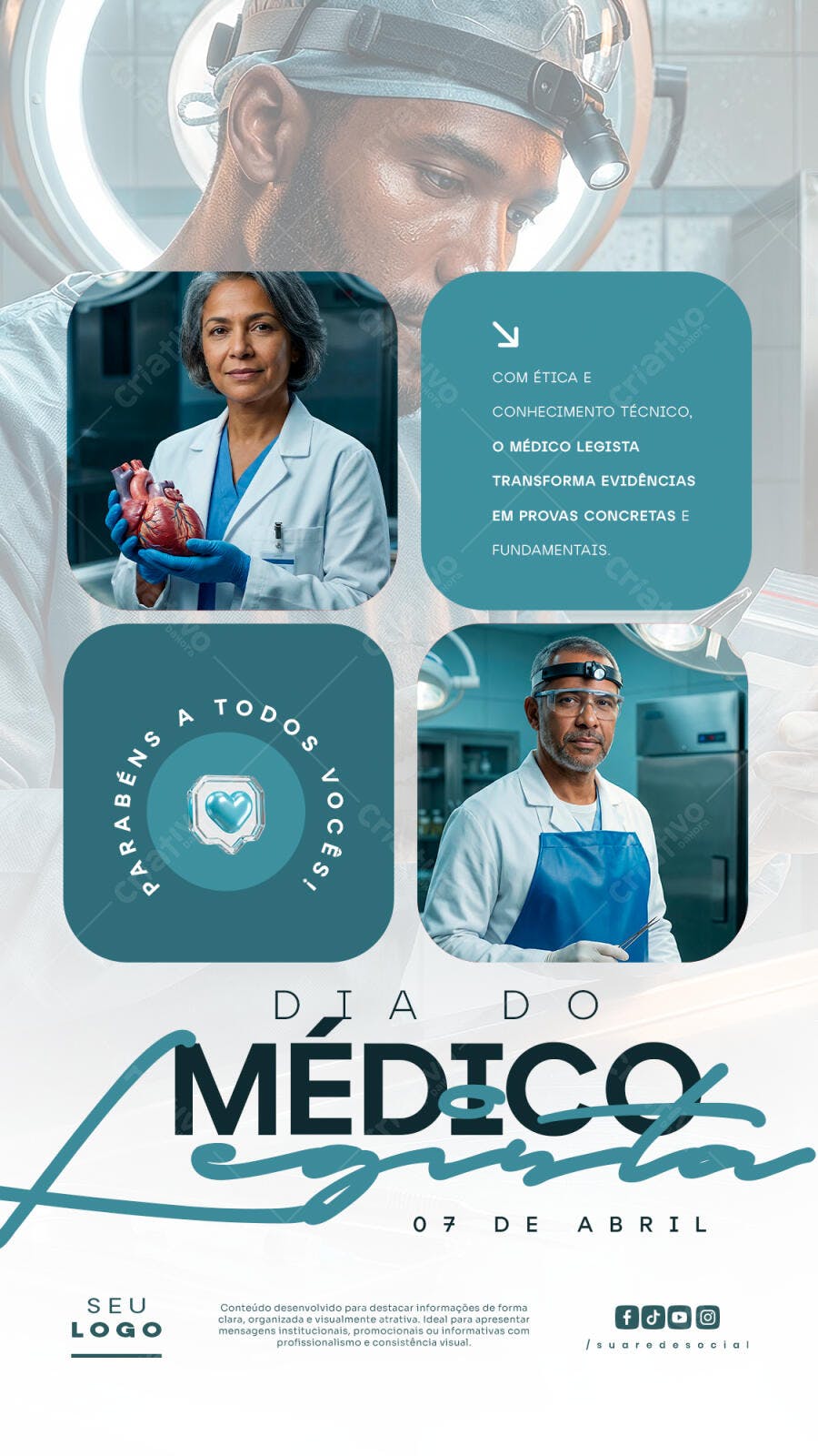 Post Instagram Dia do Médico Legista 07 de Abril PSD Editável