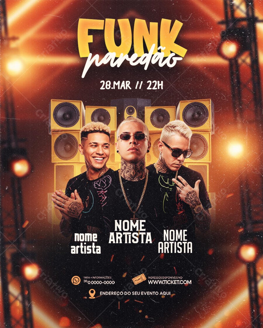 Flyer Funk Paredão Festa Balada PSD Editável