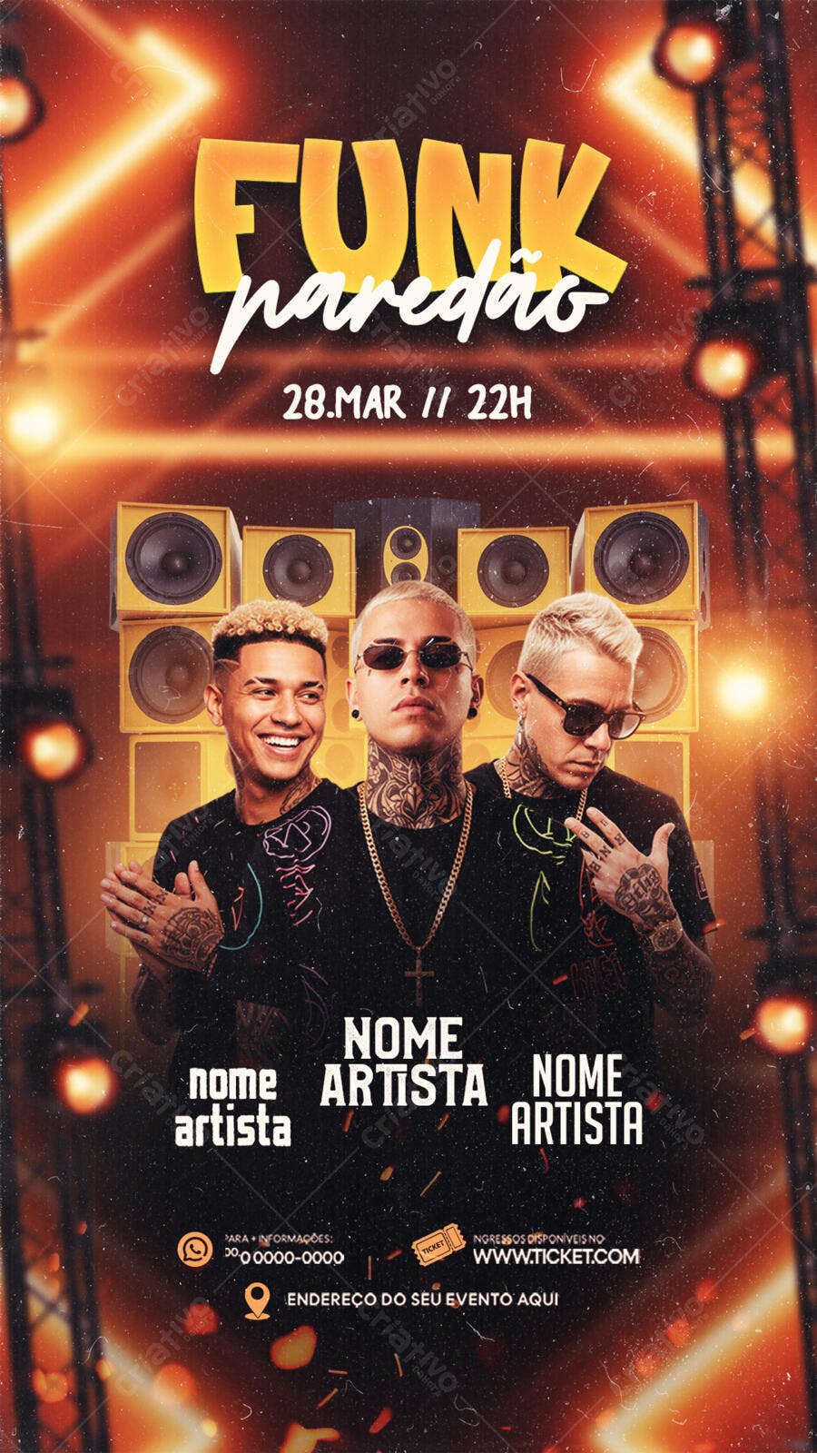 Flyer Funk Paredão Festa Balada PSD Editável