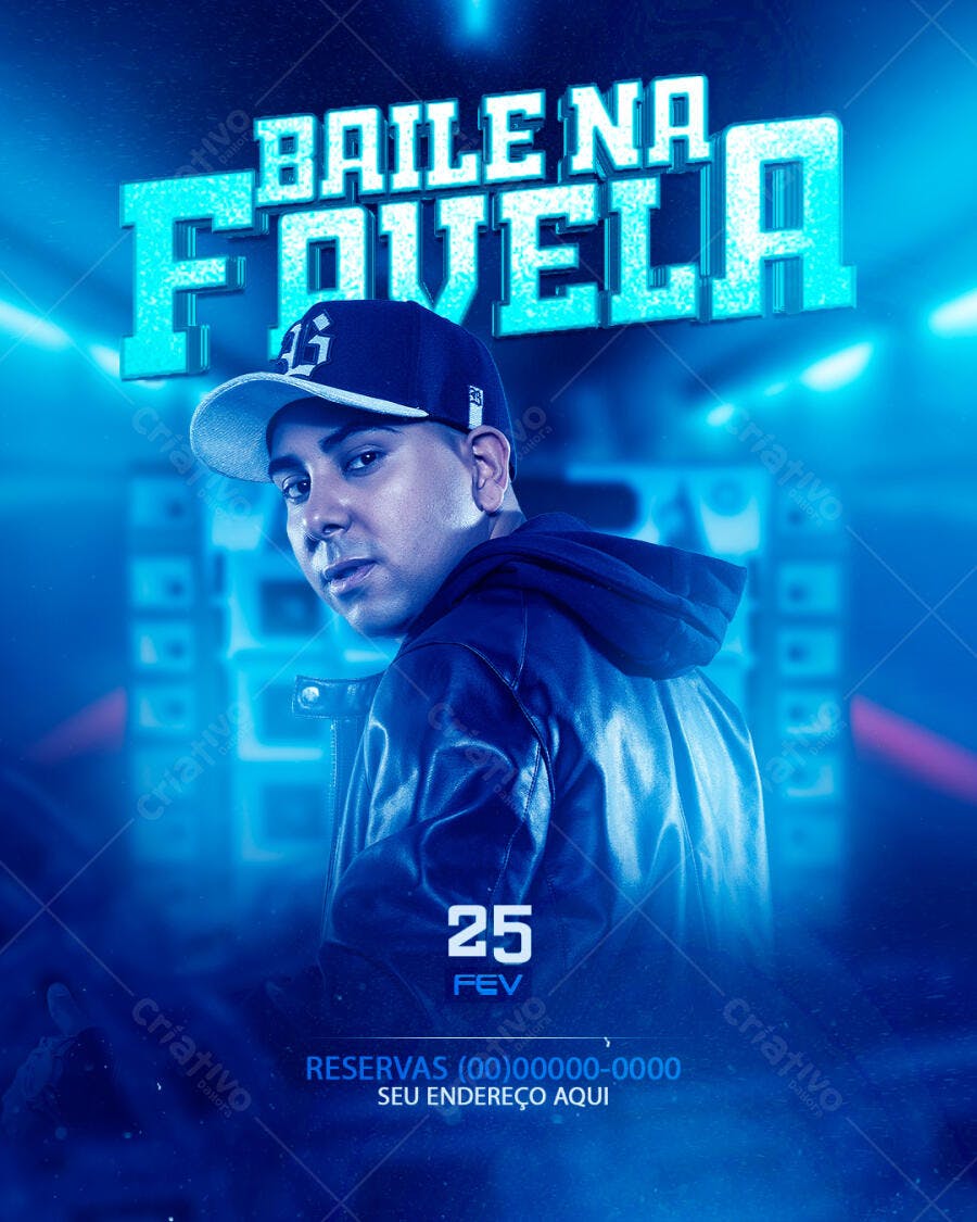 Flyer Baile na Favela Fevereiro PSD Editável