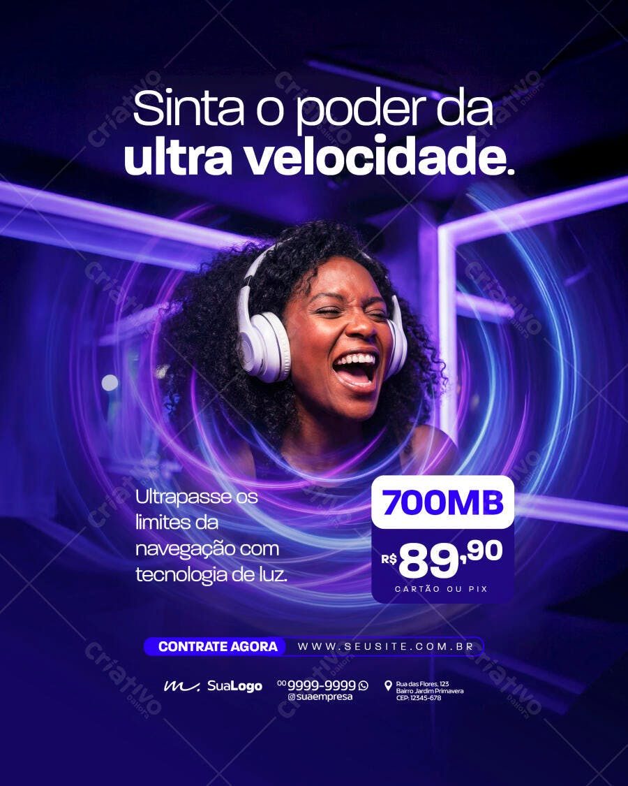 Post Instagram Provedor Internet Fibra Óptica PSD Editável