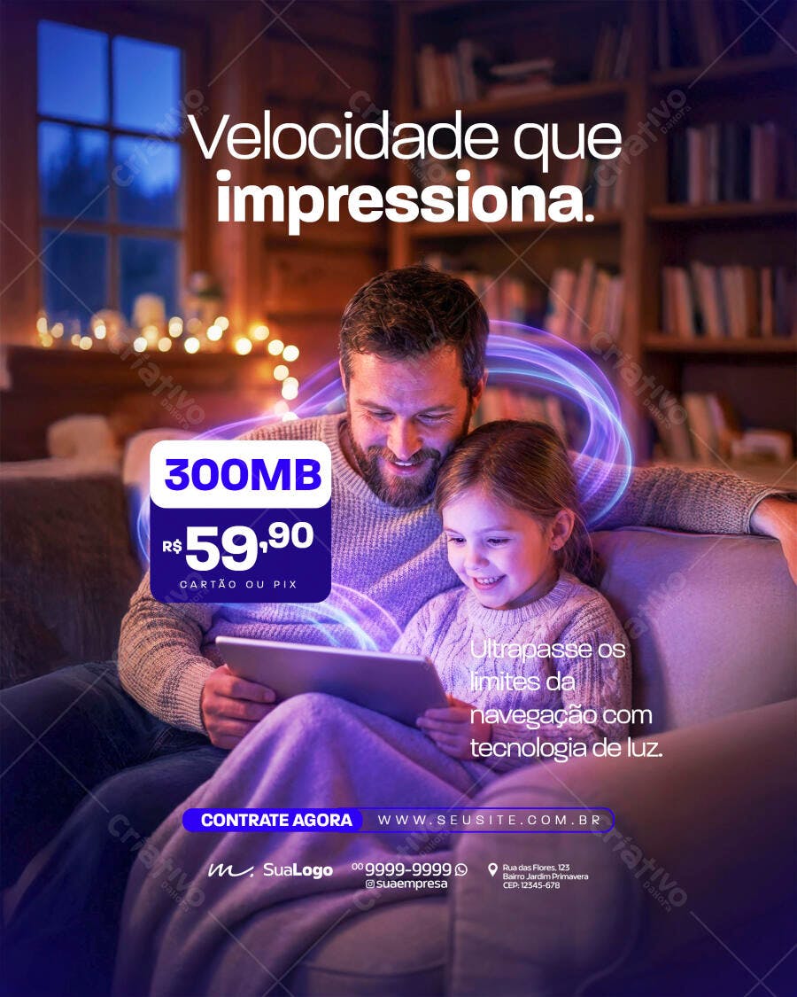Post Instagram Provedor Internet Fibra Óptica PSD Editável