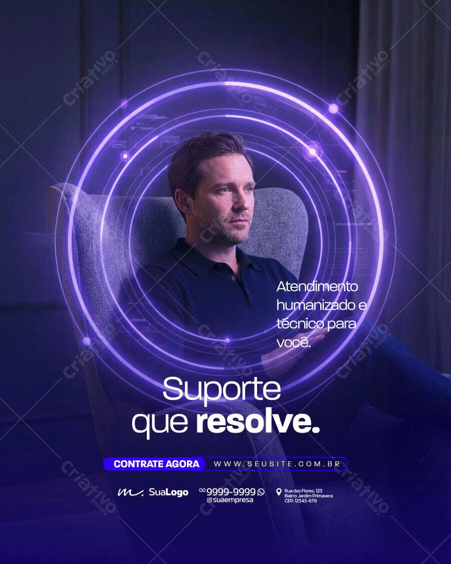Post Instagram Suporte Técnico TI PSD Editável